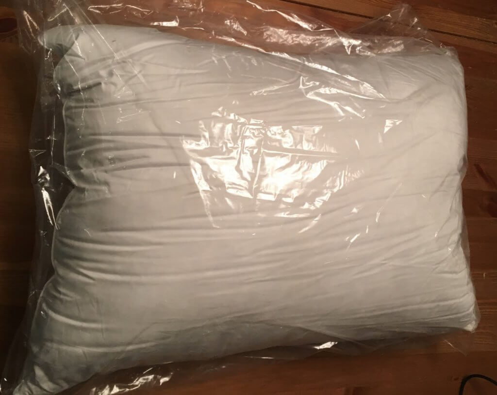 pillow in plastic