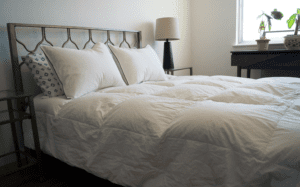 lunesse goose down comforter on bed