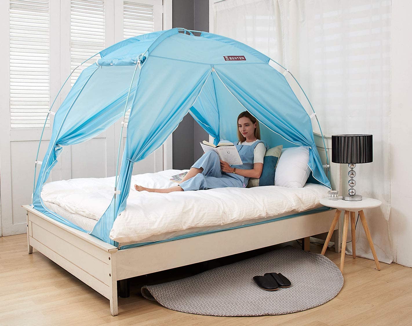 Explopur Tent On Bed Size 1 Bed Canopy Bed Tents Indoor Privacy Tent On Bed for Cozy Sleep 