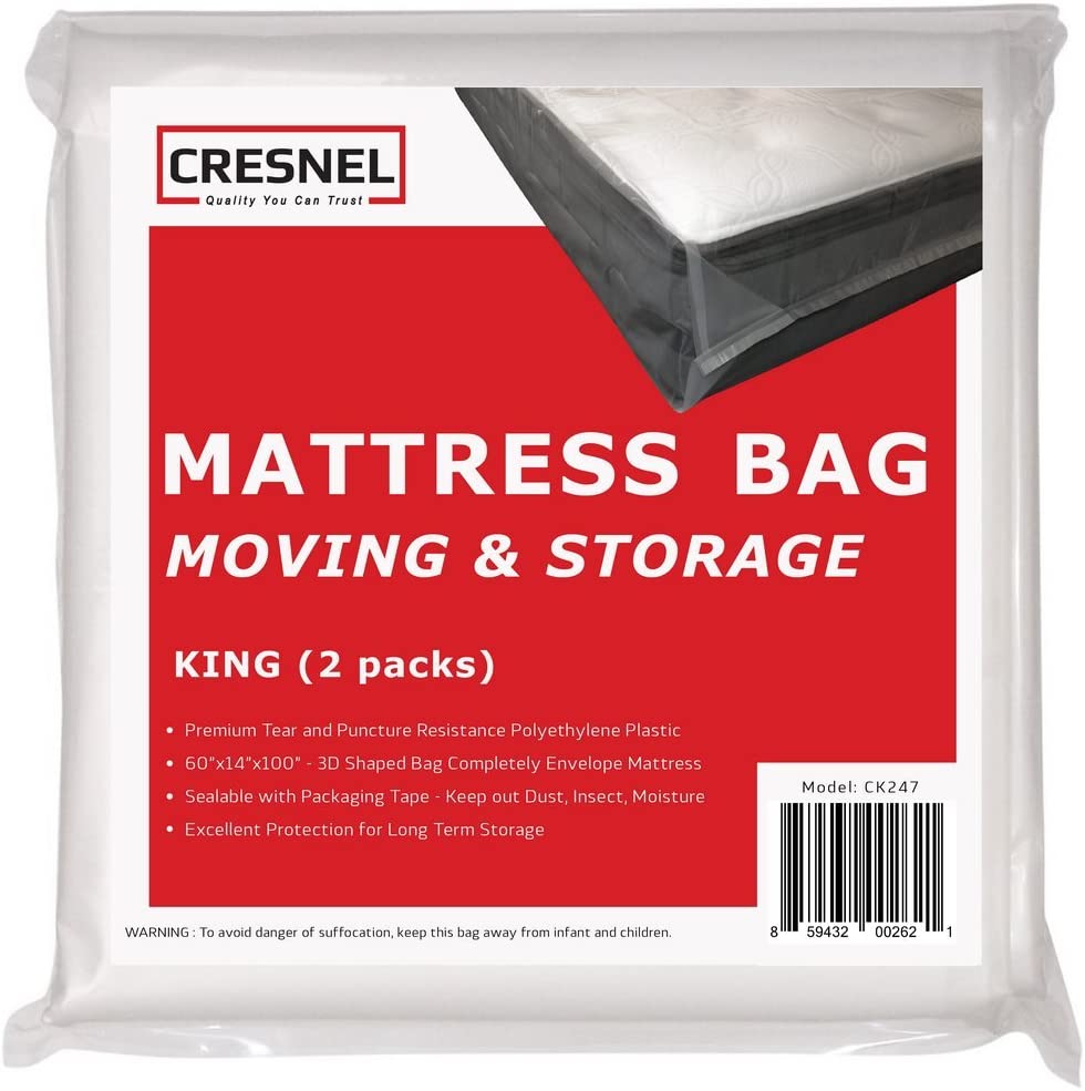 Extra Heavy Duty Mattress Bag Enhanced with Zipper 5 mil Extra Thick for Moving & Long-Term Storage Single/Twin/Twin Tear Resistant and Waterproof